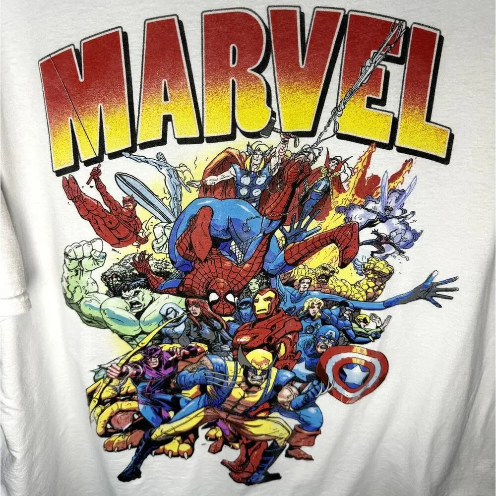 Marvel Mens XXXL Crew Neck White T-Shirt 54x34 Big and Tall - Picture 3 of 6